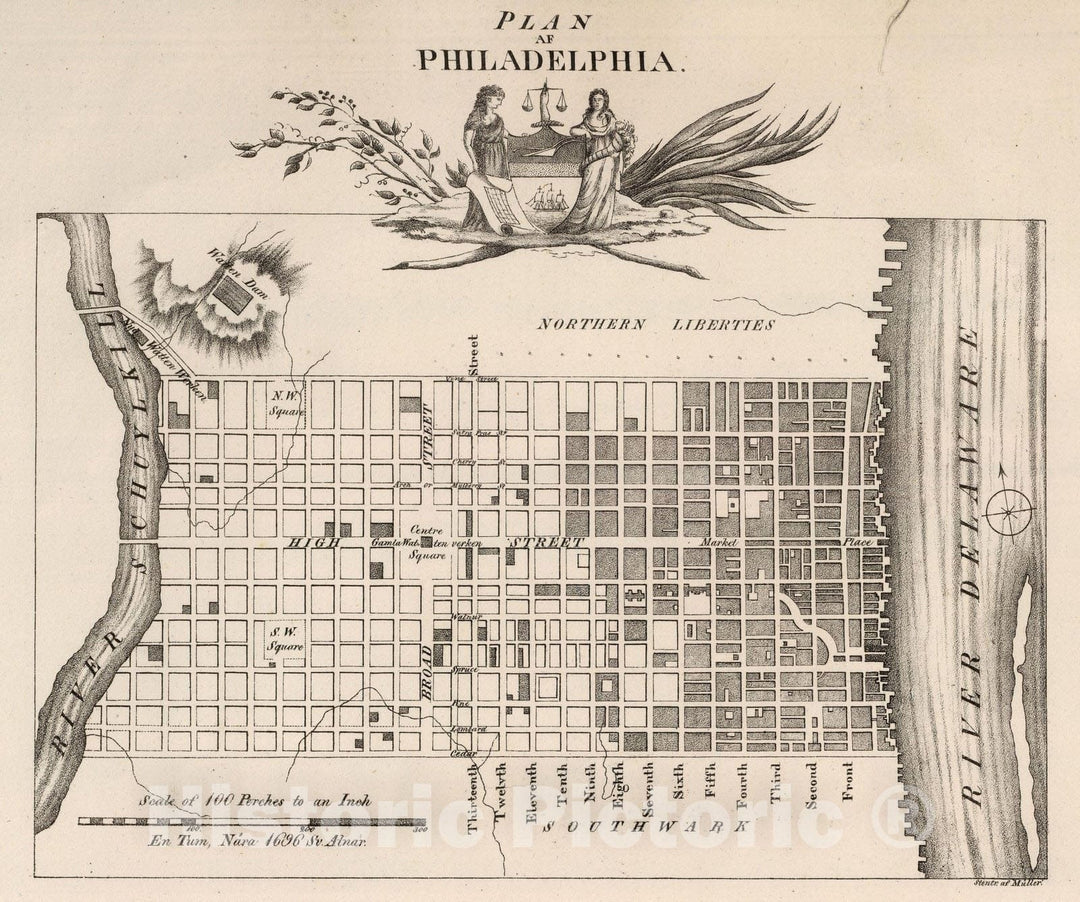 Historic Map : Philadelphia. 1824 - Vintage Wall Art