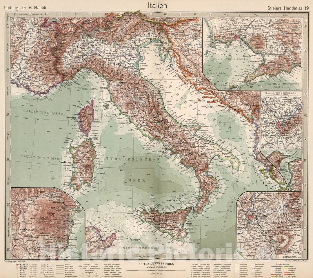 Historic Map : Italy,19. Italien. Italy. 1925 , Vintage Wall Art