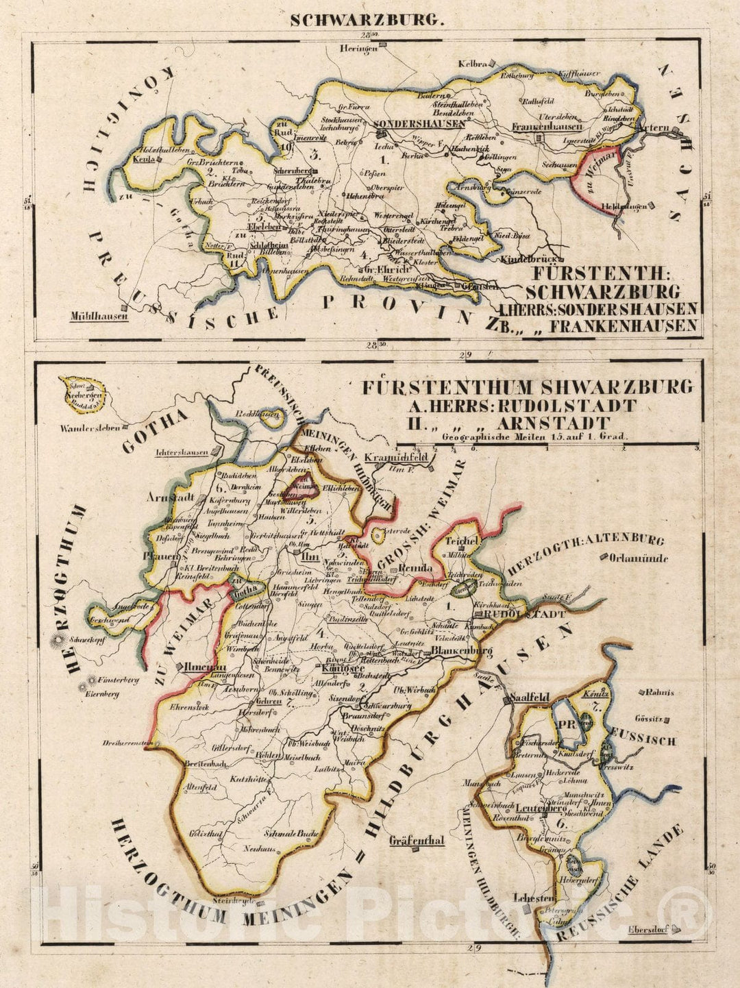 Historic Map : V.2:6-10:VIII. Schwarzburg = Sondershausen 1825 - Vintage Wall Art