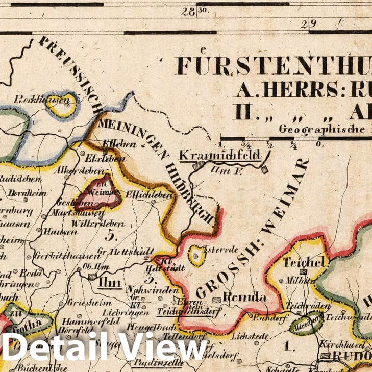 Historic Map : V.2:6-10:VIII. Schwarzburg = Sondershausen 1825 - Vintage Wall Art