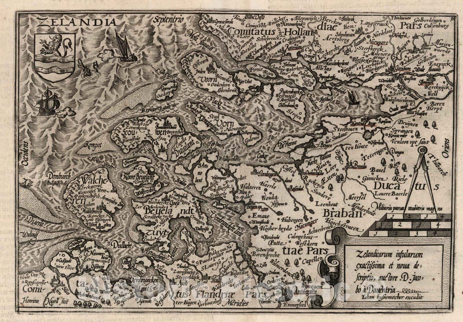 Historic Map : Netherlands,45. Zelandicarum insularum descriptio. 1600 , Vintage Wall Art