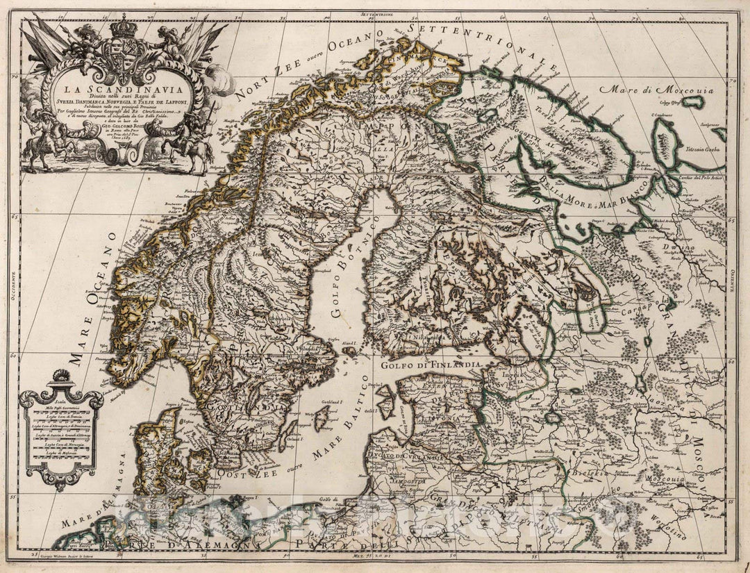 Historic Map : Scandinavia, EuropeLa Scandinavia 1699 , Vintage Wall Art