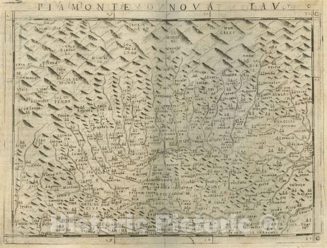 Historic Map : Italy, , EuropePiamonte nova tavola 1548 , Vintage Wall Art