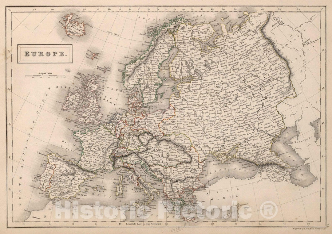 Historic Map : World Atlas Map, Europe. 1841 - Vintage Wall Art