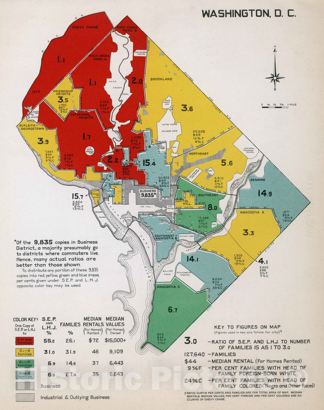 Historic Map : Washington D.C. 1932 - Vintage Wall Art