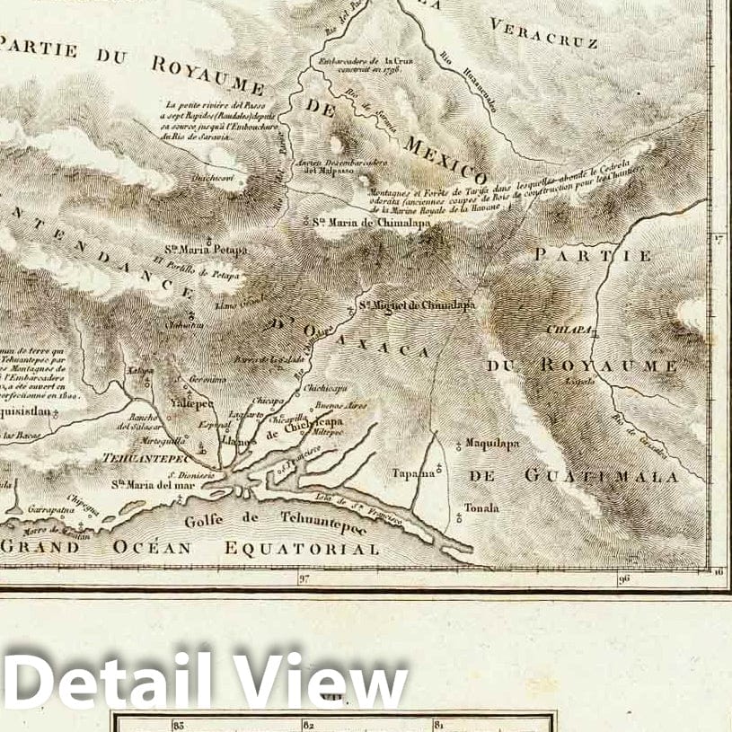 Historic Map : Mexico, , Central America Points de partage et Communications projettees. 1811 , Vintage Wall Art