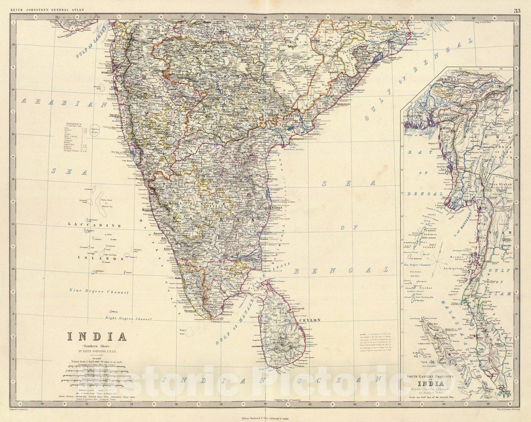 Historic Map : World Atlas Map, India S. 1861 - Vintage Wall Art