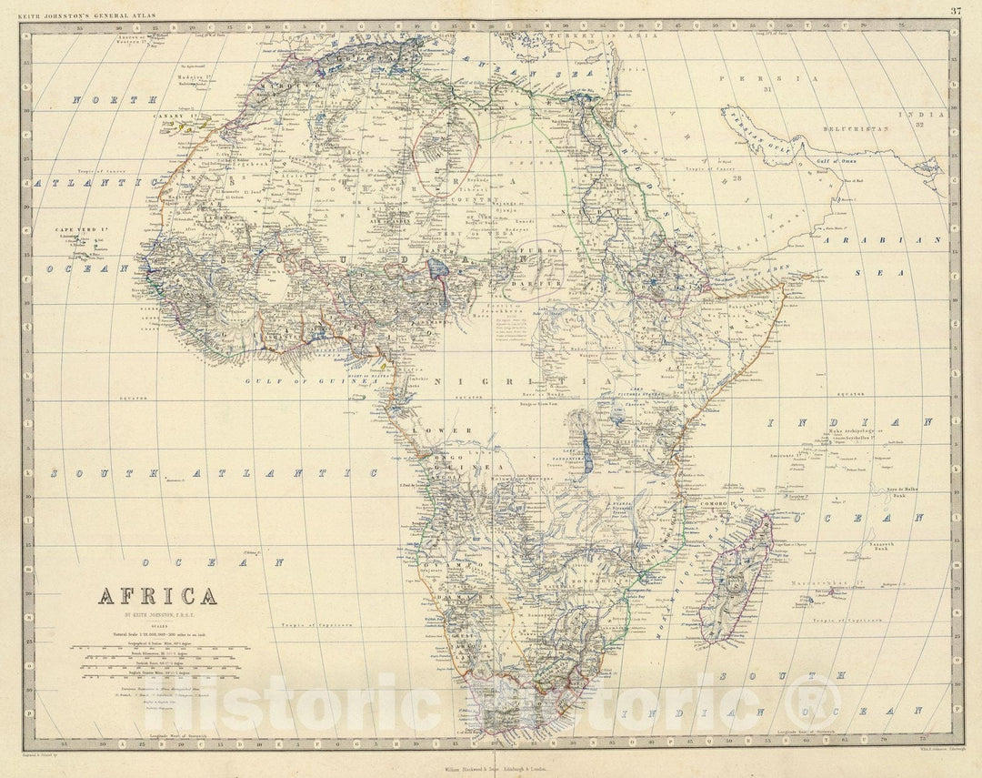 Historic Map : World Atlas Map, Africa. 1861 - Vintage Wall Art