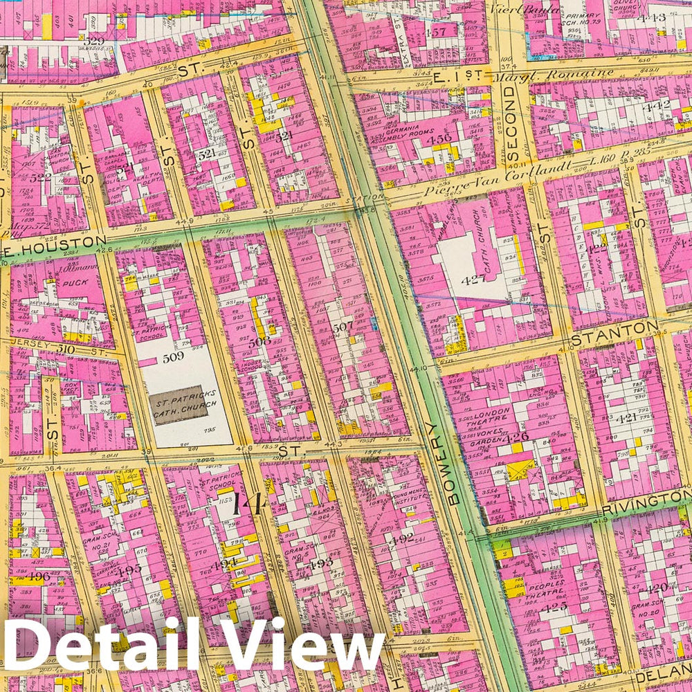 Historic Map : Manhattan Fire Insurance City Atlas Map, Pl. 8: wards 8, 10, 14-15, 17. 1891 - Vintage Wall Art