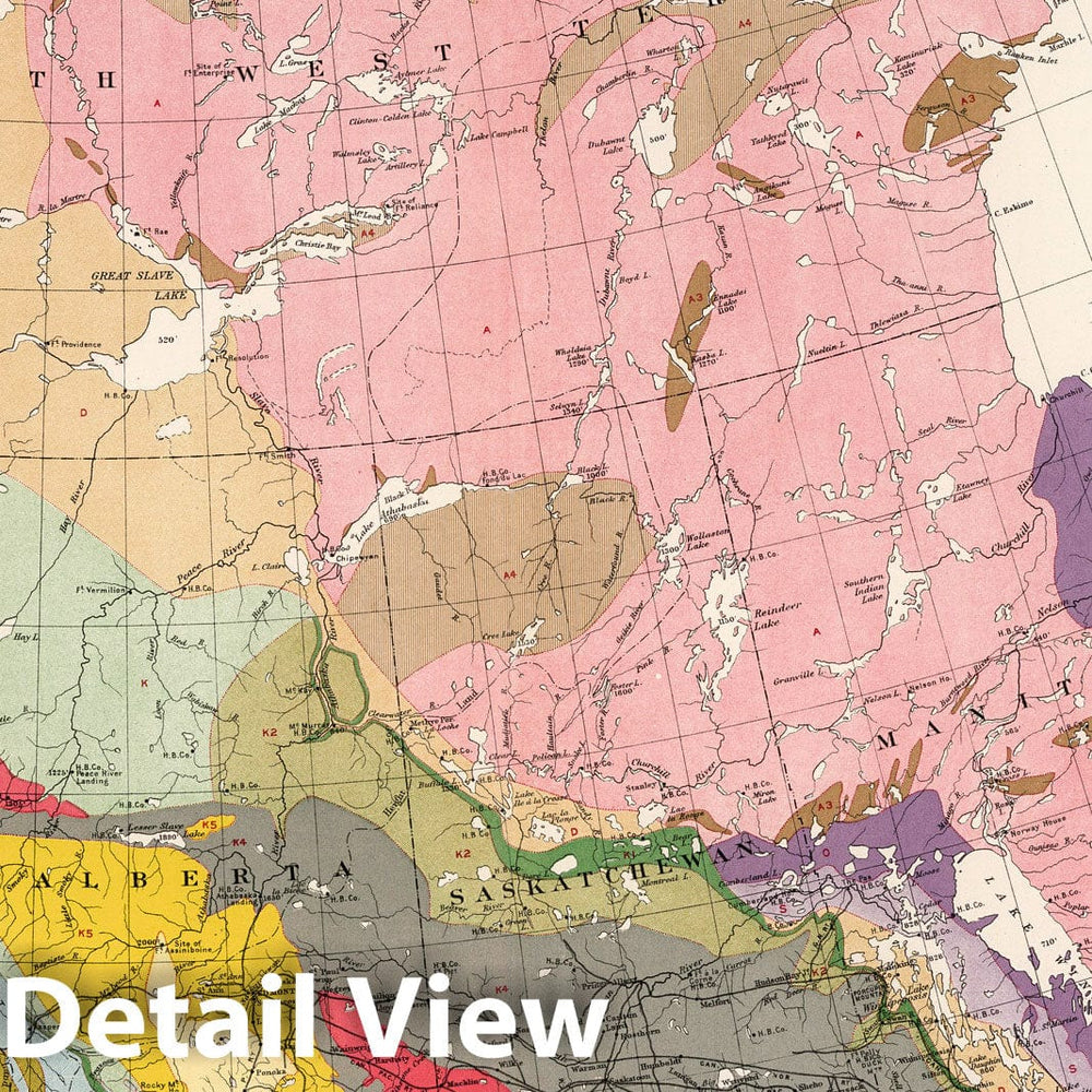 Historic Wall Map : West sheet. Geological map of the Dominion of Canada, 1915 - Vintage Wall Art