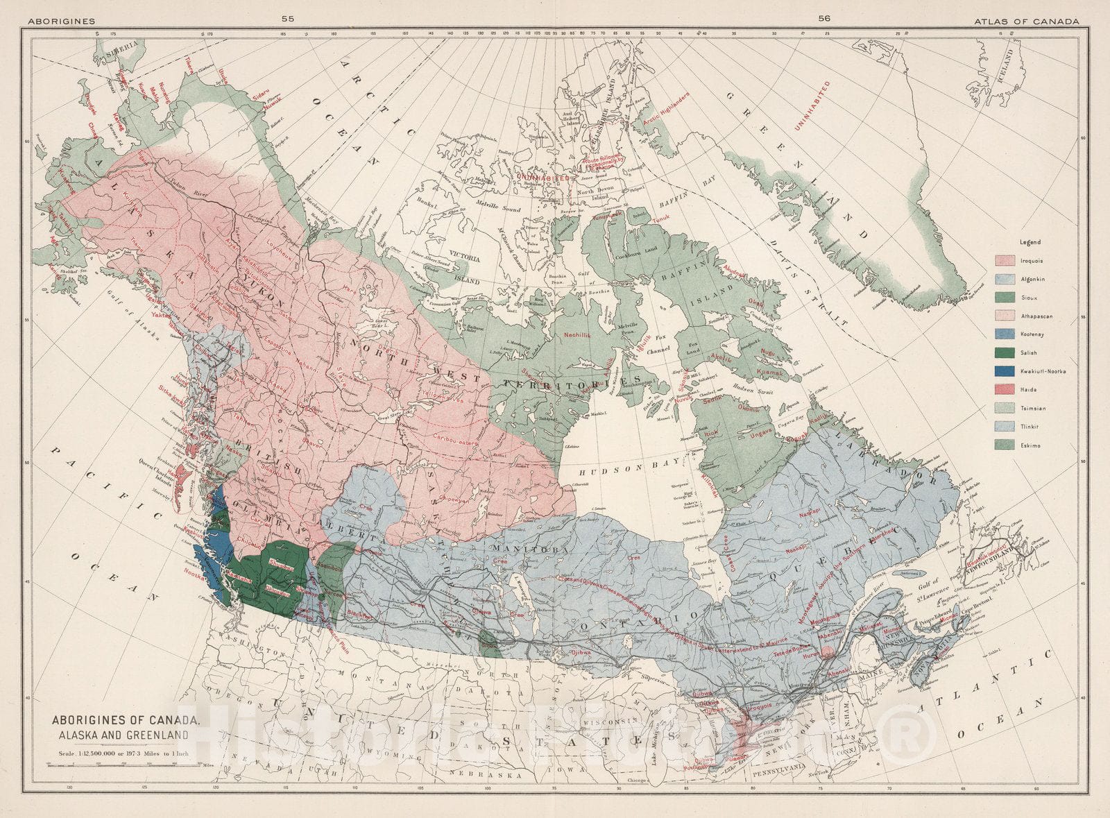 Historic Map : Aborigines of Canada, Alaska and Greenland 1915 - Vintage Wall Art