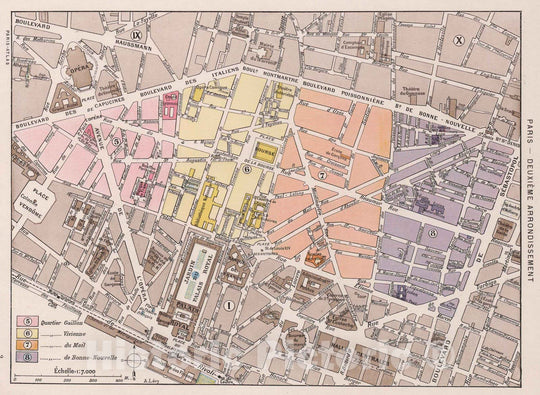 Historic Map : Paris , France, Paris (France), City Atlas Map, Paris - Deuxieme Arrondissement. 1900 , Vintage Wall Art