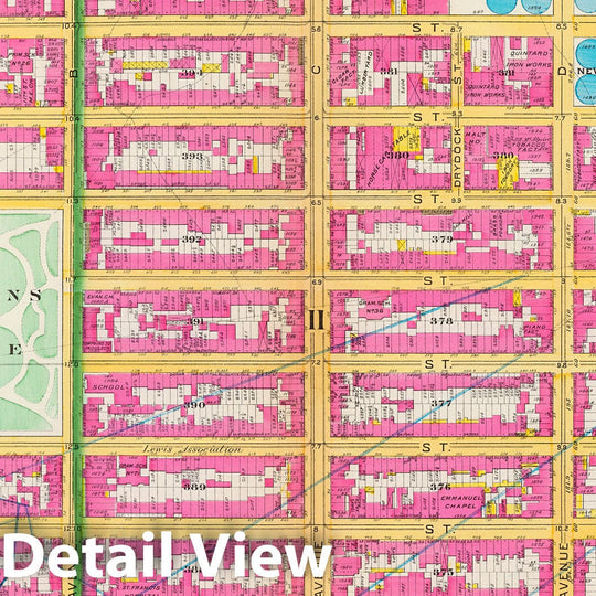 Historic Map : Manhattan Fire Insurance City Atlas Map, Pl. 12: wards 11, 17. 1891 - Vintage Wall Art