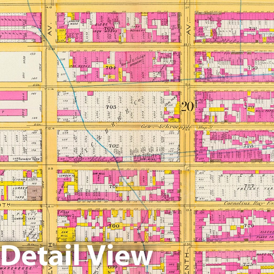 Historic Map : Manhattan Fire Insurance City Atlas Map, Pl. 18: wards 16, 20. 1891 - Vintage Wall Art