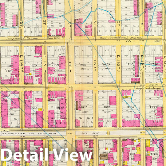 Historic Map : Manhattan Fire Insurance City Atlas Map, Pl. 34: ward 12. 1891 - Vintage Wall Art