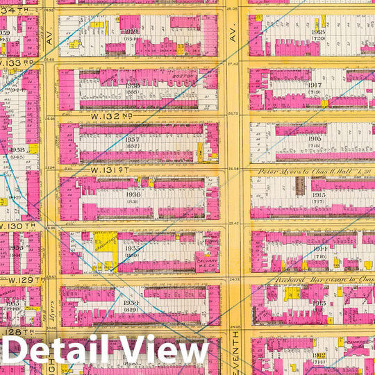 Historic Map : Manhattan Fire Insurance City Atlas Map, Pl. 40: ward 12. 1891 - Vintage Wall Art