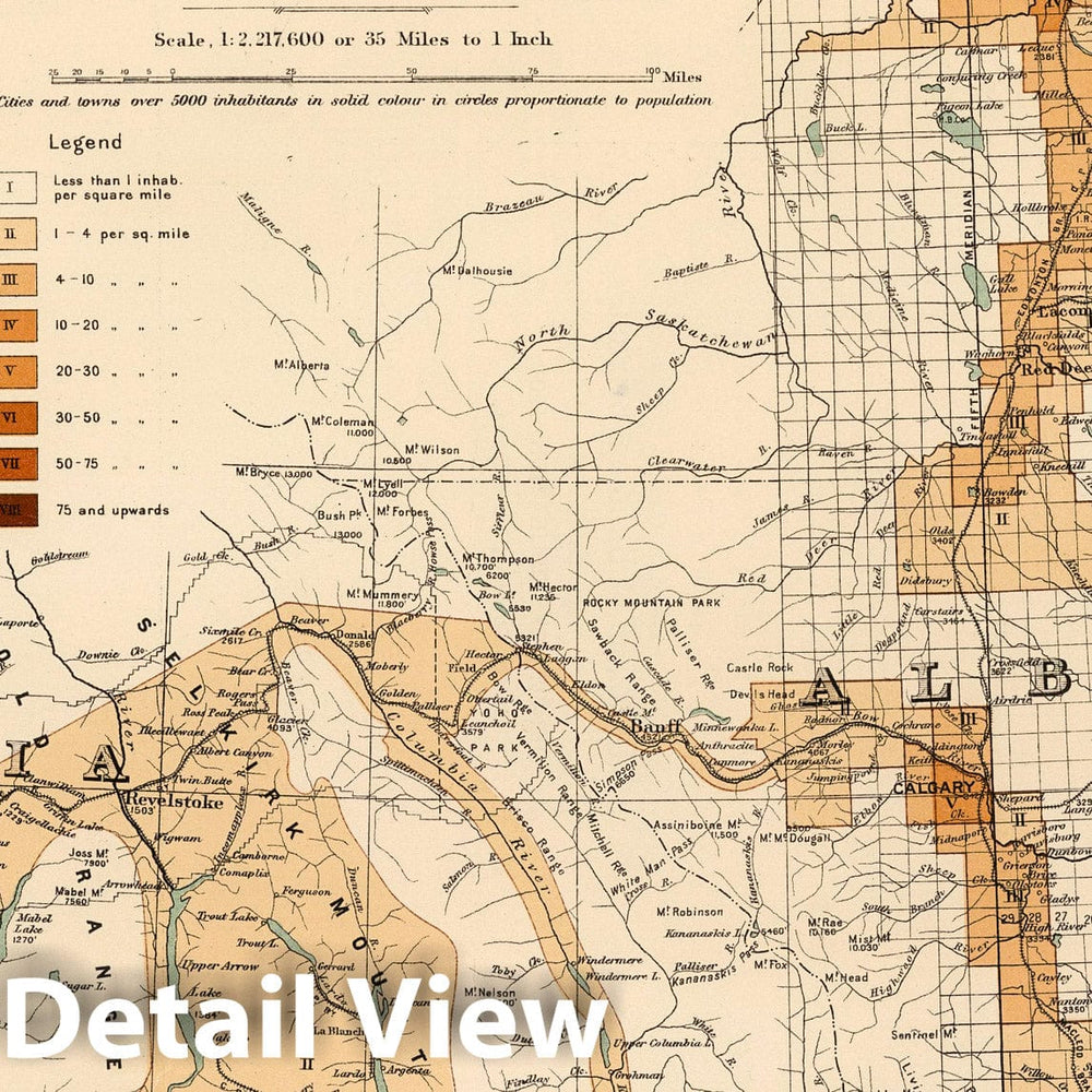 Historic Map : No. 28 A, Density of population, 1901; British Columbia and Alberta 1906 - Vintage Wall Art