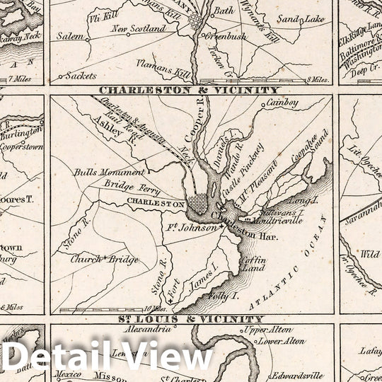 Historic Map : World Atlas Map, Plan of the principal cities in the United States 1838 - Vintage Wall Art