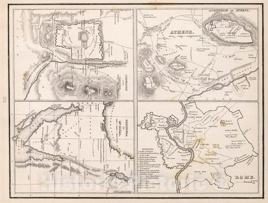 Historic Map : World Atlas Map, Athens, Rome, Jerusalem, Peninsula of M .Sinai 1838 - Vintage Wall Art