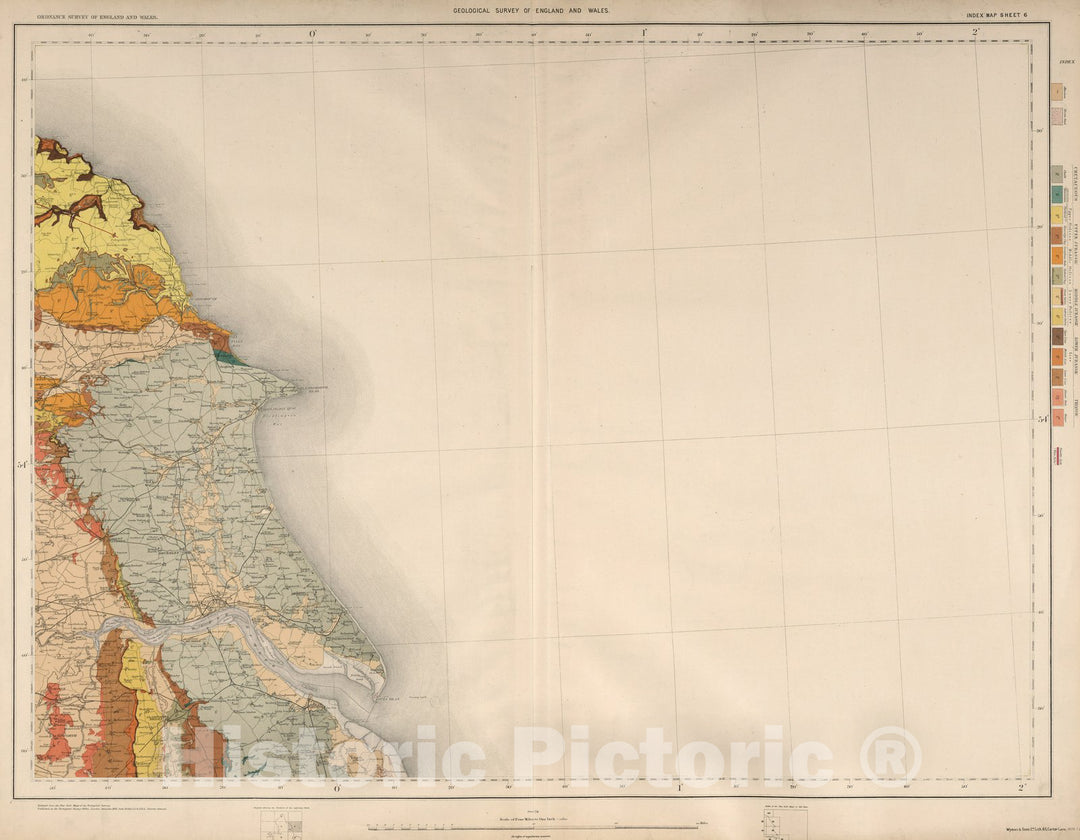 Historic Map : Geologic Atlas Map, Sheet 6. Ordnance Survey of England and Wales. 1896 - Vintage Wall Art