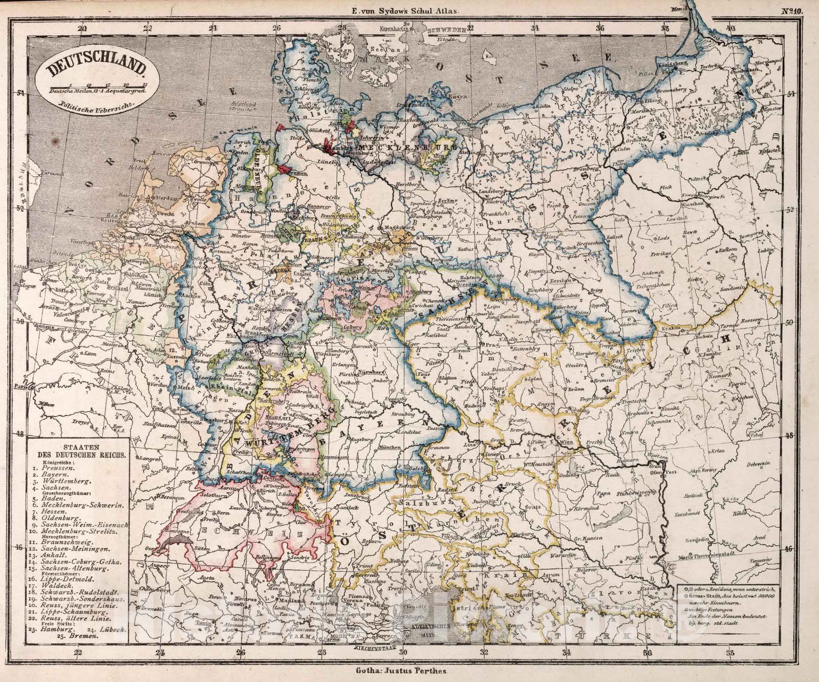 Historic Map : Germany,10. Deutschland. Germany. 1872 , Vintage Wall Art