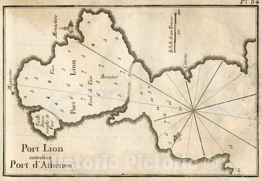 Historic Map : Chart Map, Pl. 84. Port Lion formerly Port of Athens, Greece. 1764 - Vintage Wall Art