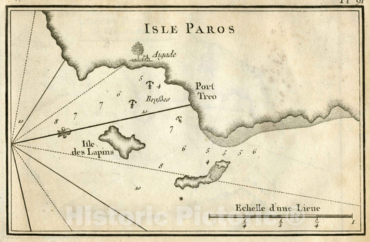 Historic Map : Chrisi Akti (Paros Island, Greece), Chart Map, Pl. 91. Chrisi Akti, Paros Island, Greece. 1764 , Vintage Wall Art