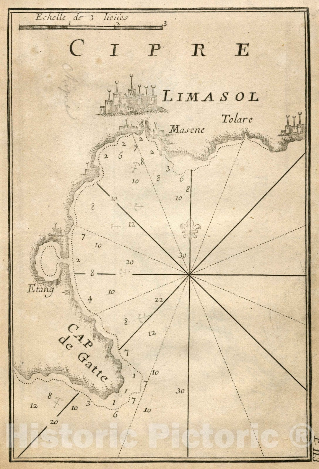 Historic Wall Map : Chart Map, Pl. 113. Limassol, Cyprus. 1764 - Vintage Wall Art