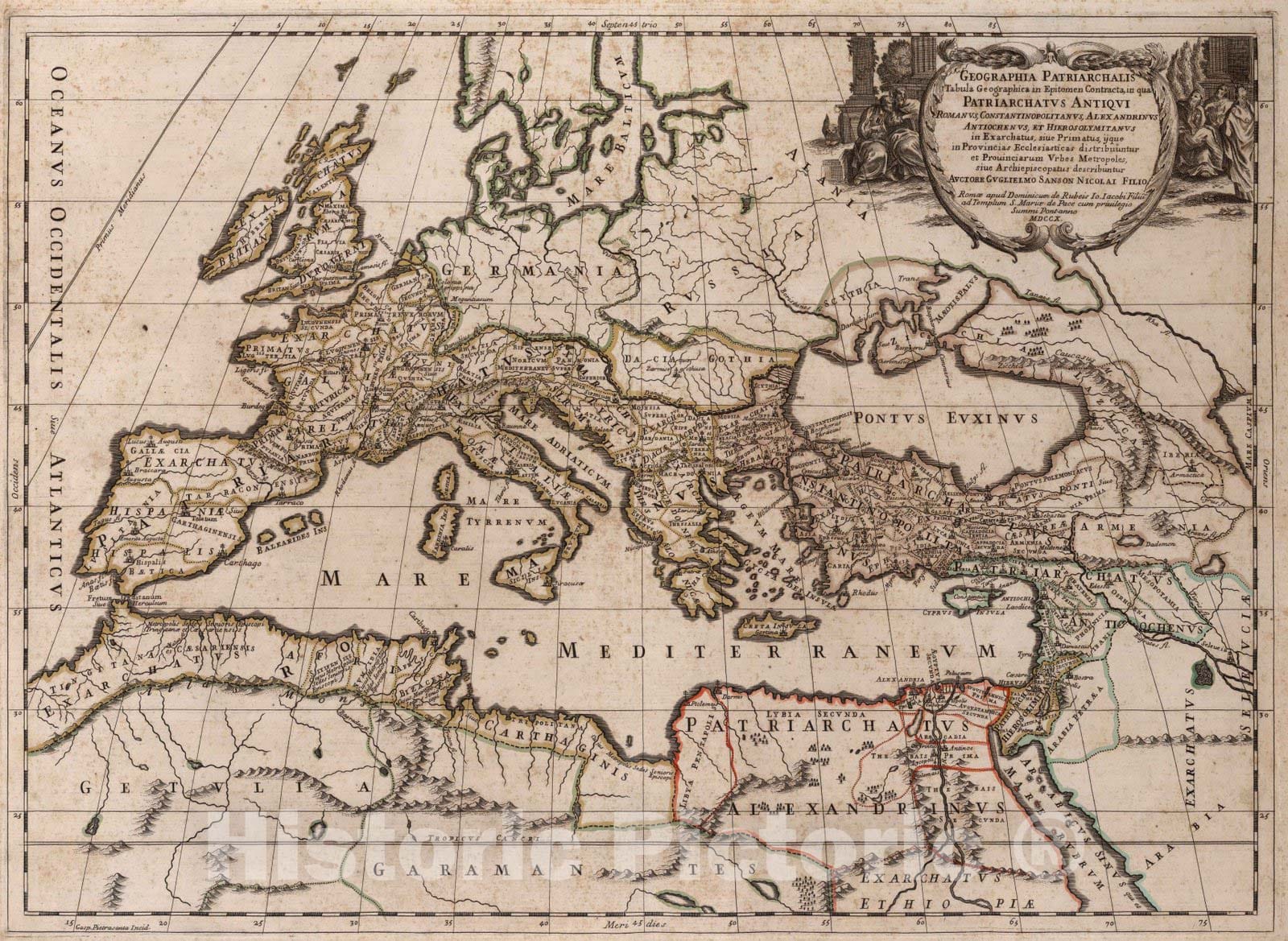 Historic Map : Africa, North, EuropeGeographia Patriarchalis tabula geographica in epitomen contracta 1710 , Vintage Wall Art