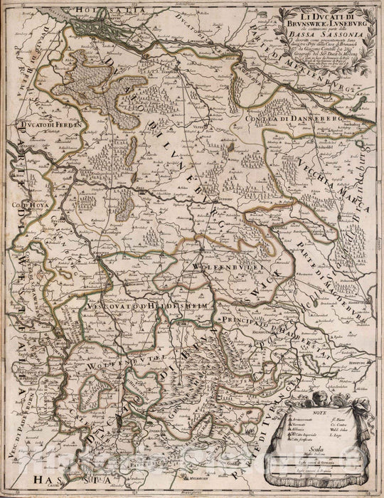 Historic Map : Germany, , EuropeLi Ducati di Brunswick e Luneburg 1691 , Vintage Wall Art