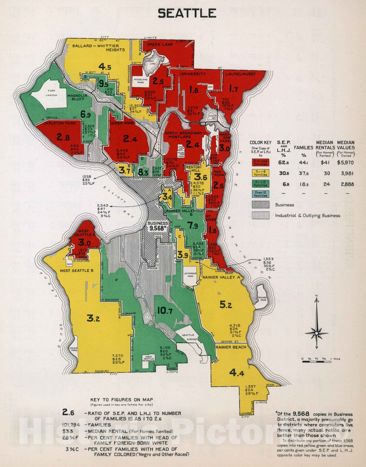 Historic Map : Seattle. 1932 - Vintage Wall Art