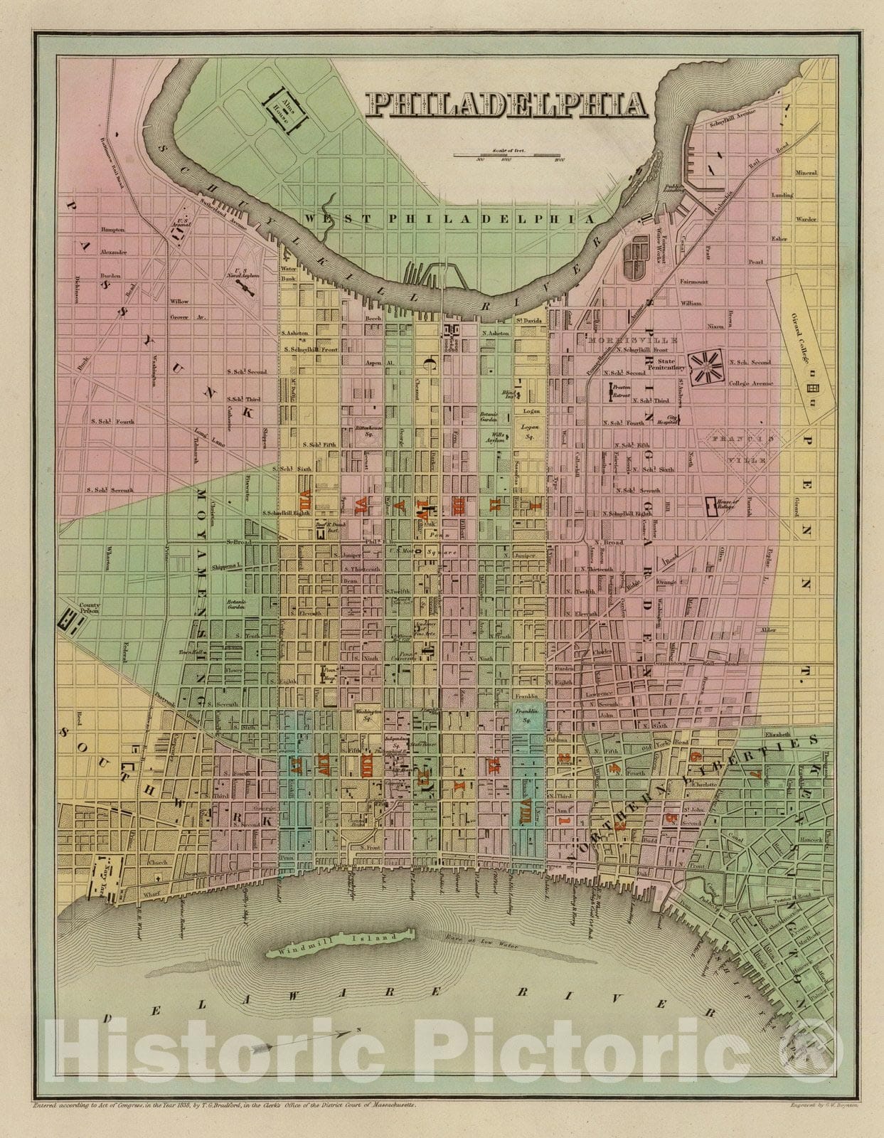 Historic Map : Philadelphia. 1838 - Vintage Wall Art