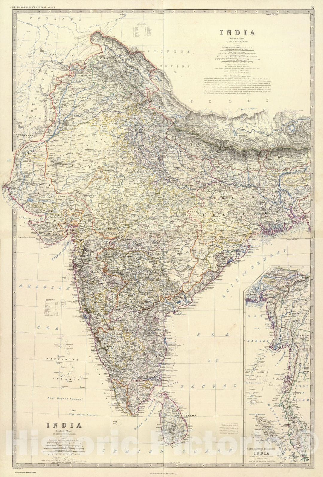 Historic Map : World Atlas Map, Composite: India. 1861 - Vintage Wall Art