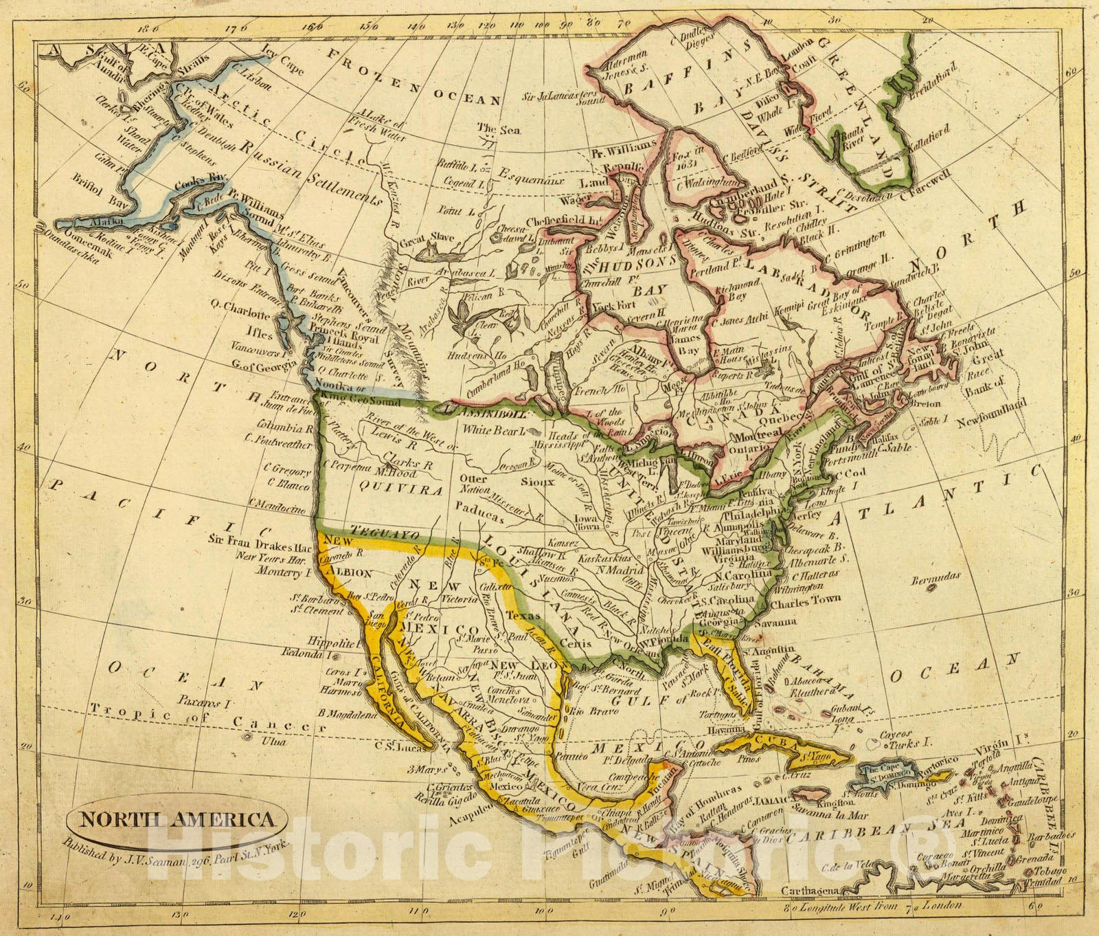 Historic Map : World Atlas Map, North America. 1821 - Vintage Wall Art