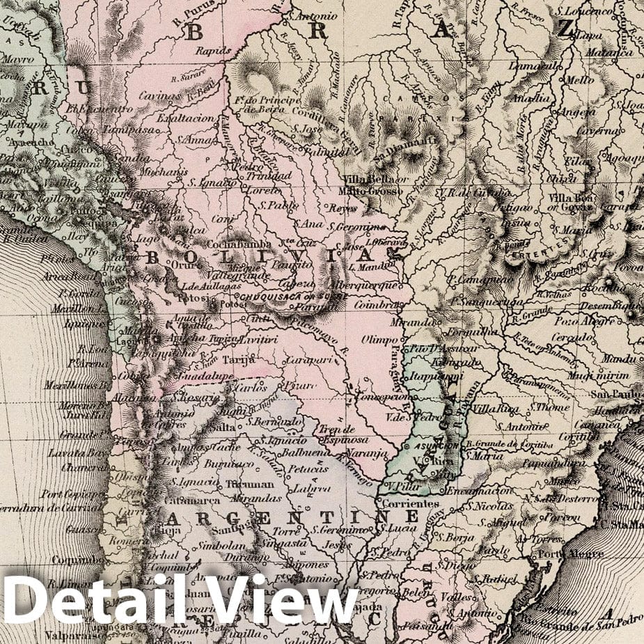 Historic Map : South America. 1884 - Vintage Wall Art