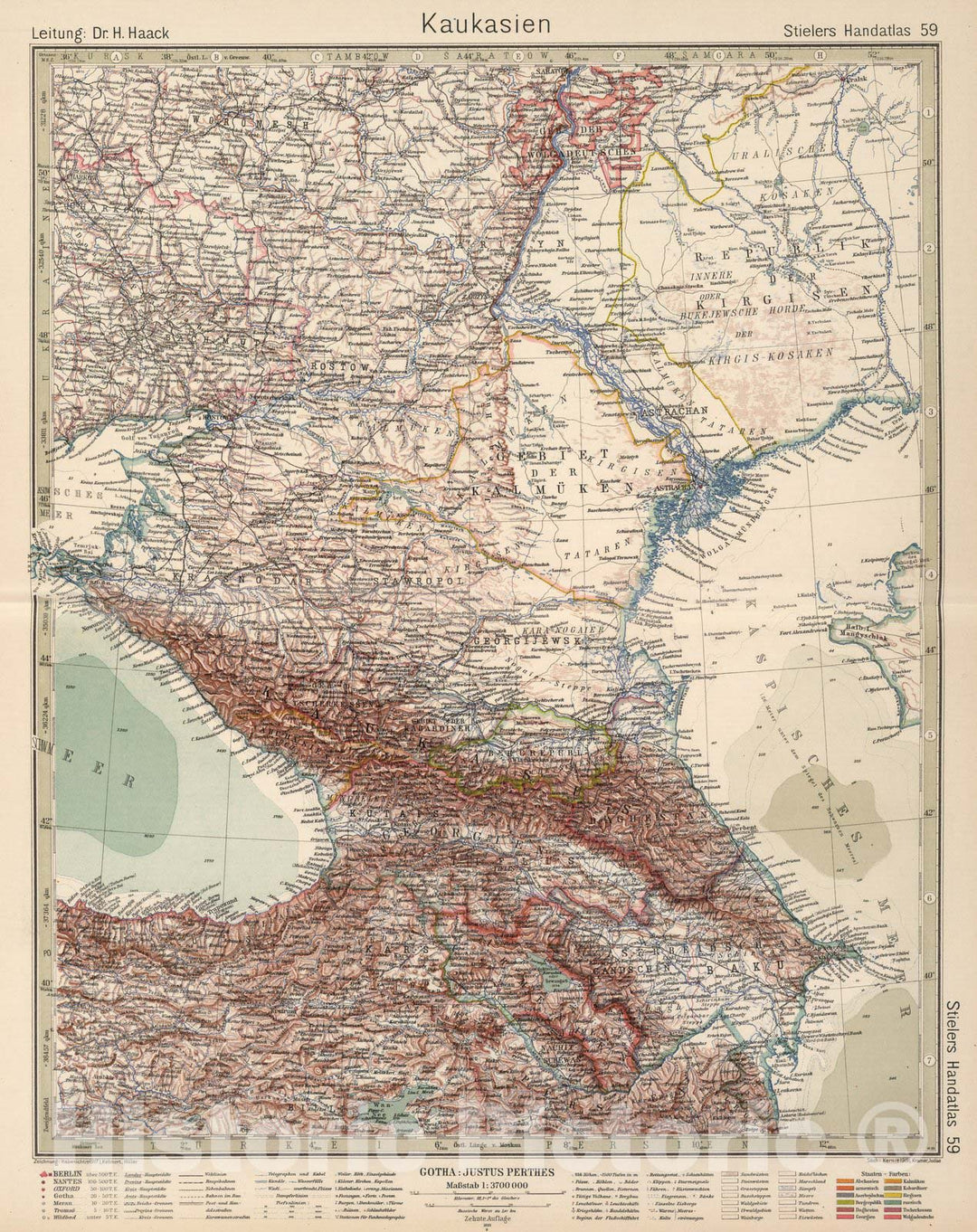 Historic Map : Georgia,59. Kaukasien. Caucasia. 1925 , Vintage Wall Art