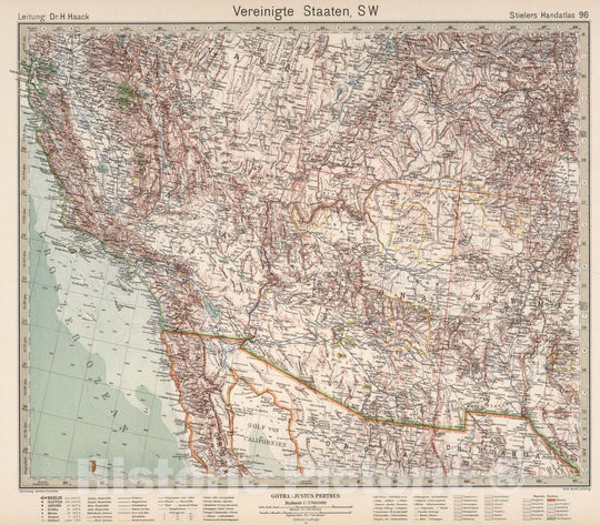 Historic Map : United States, Southwest96. Vereinigte Staaten SW. United States SW. 1925 , Vintage Wall Art