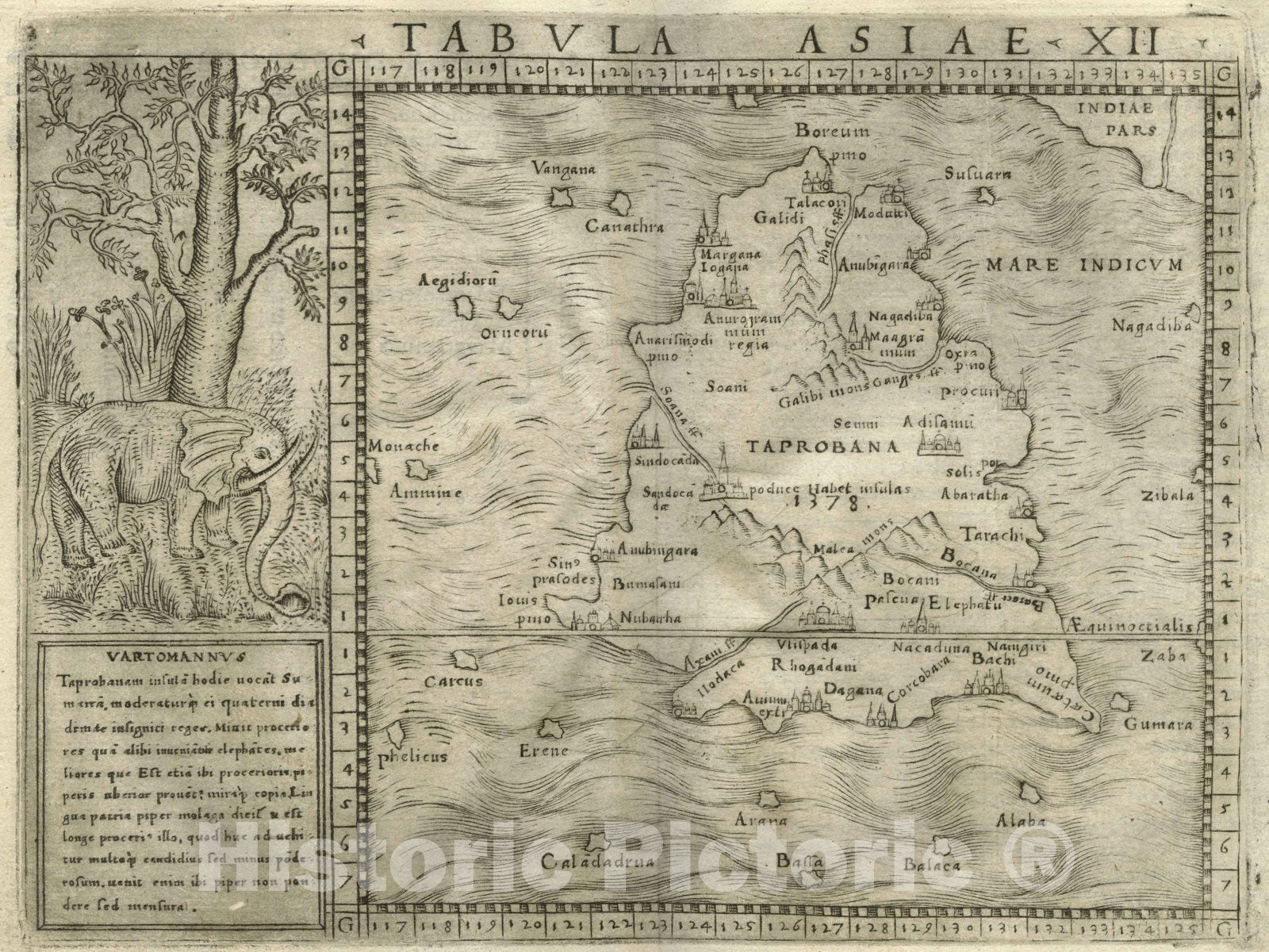 Historic Map : Sri Lanka,Tabula Asiae XII 1548 , Vintage Wall Art