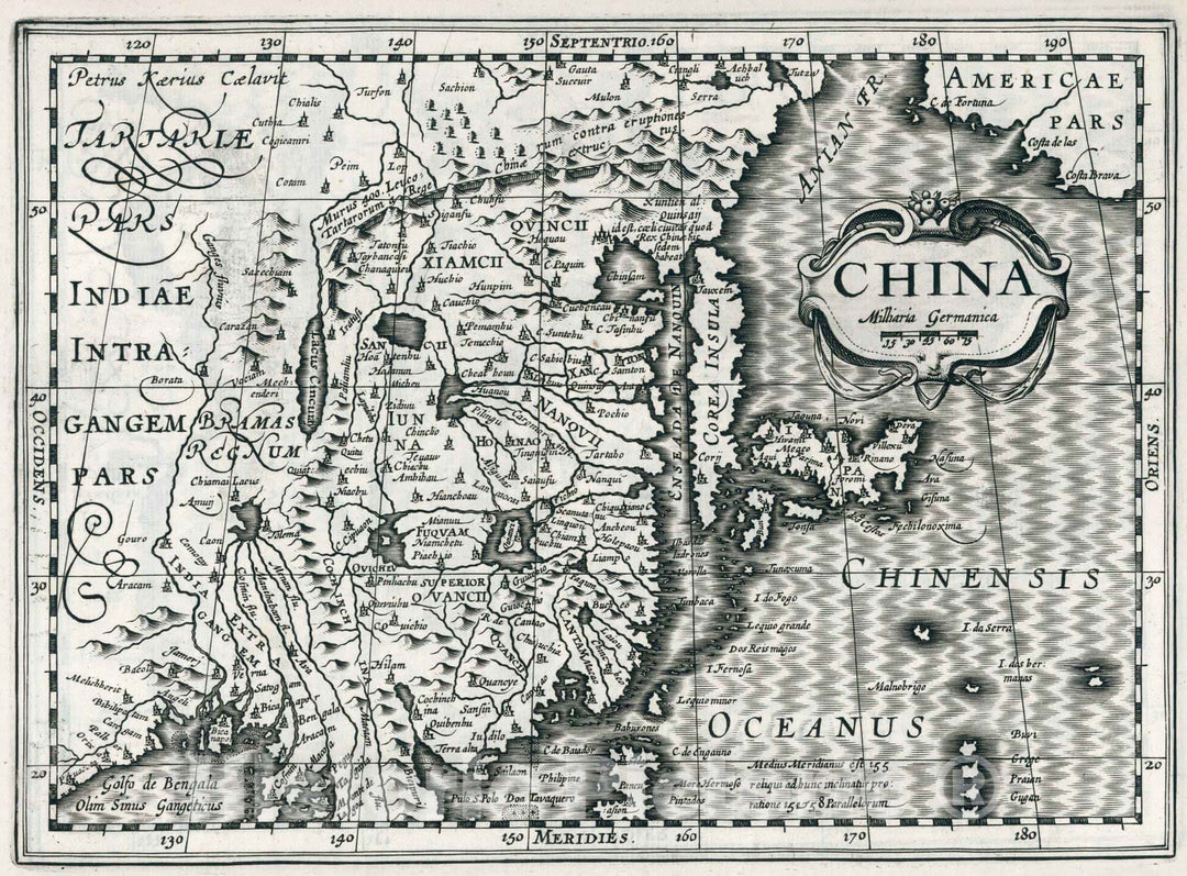 Historic Map : World Atlas Map, China 1636 - Vintage Wall Art