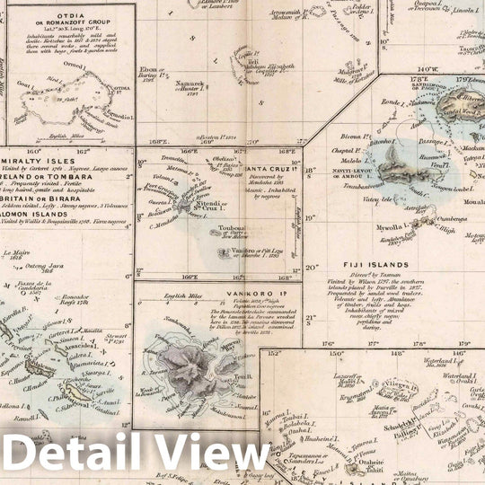 Historic Map : World Atlas Map, Polynesia or islands in the Pacific Ocean 1856 - Vintage Wall Art