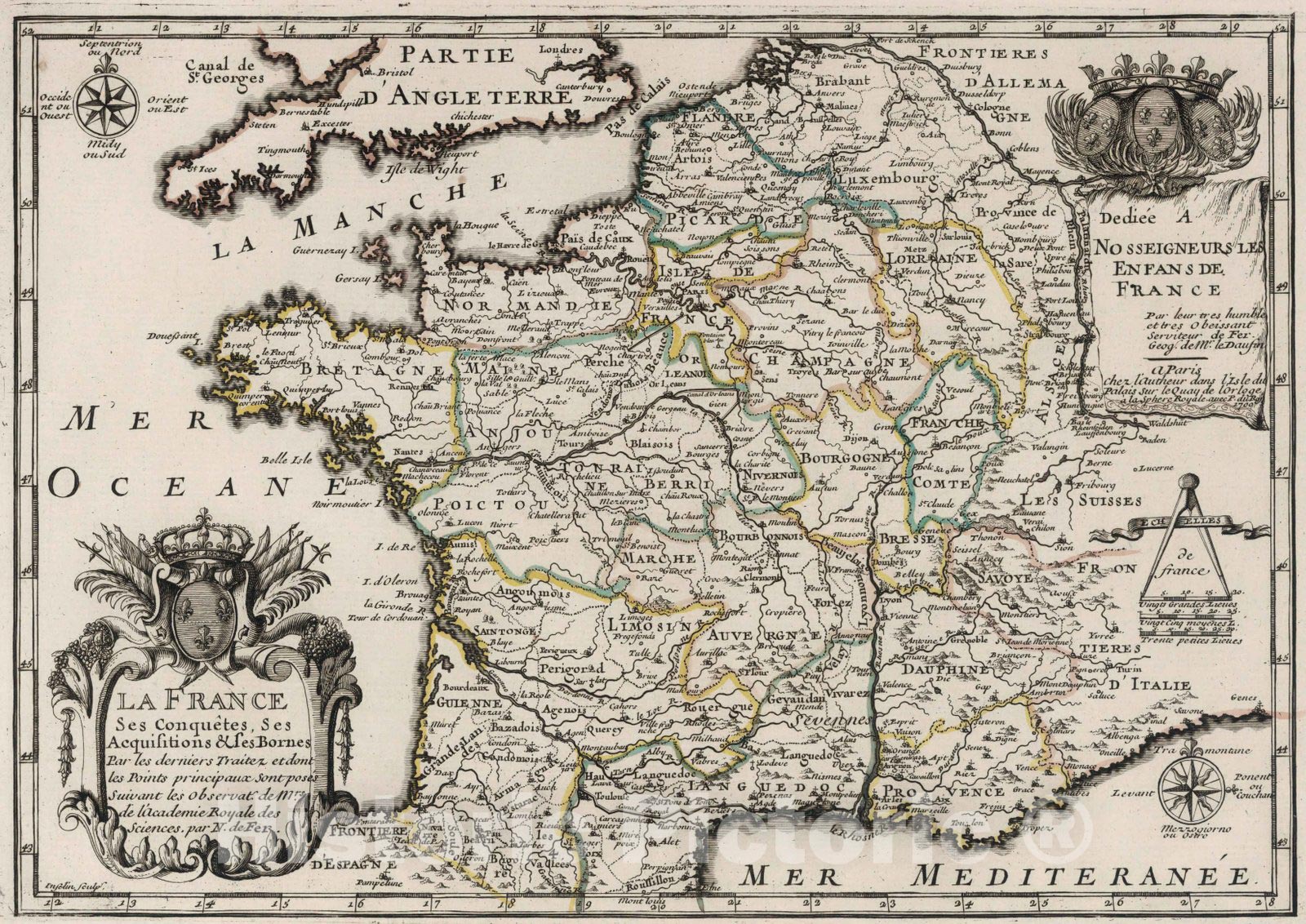 Historic Map : France,La France. 1700 , Vintage Wall Art