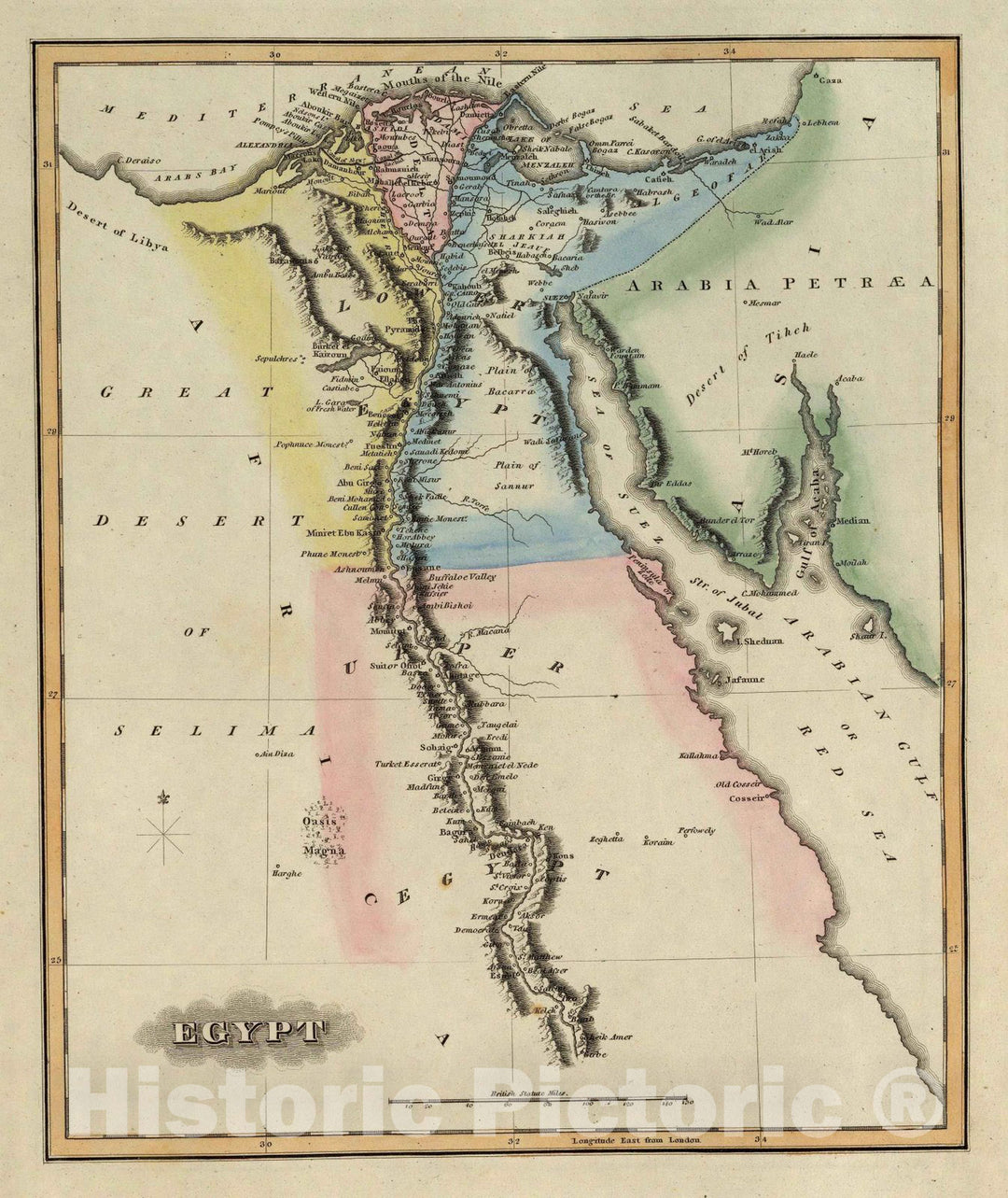 Historic Map : World Atlas Map, Egypt. 1823 - Vintage Wall Art