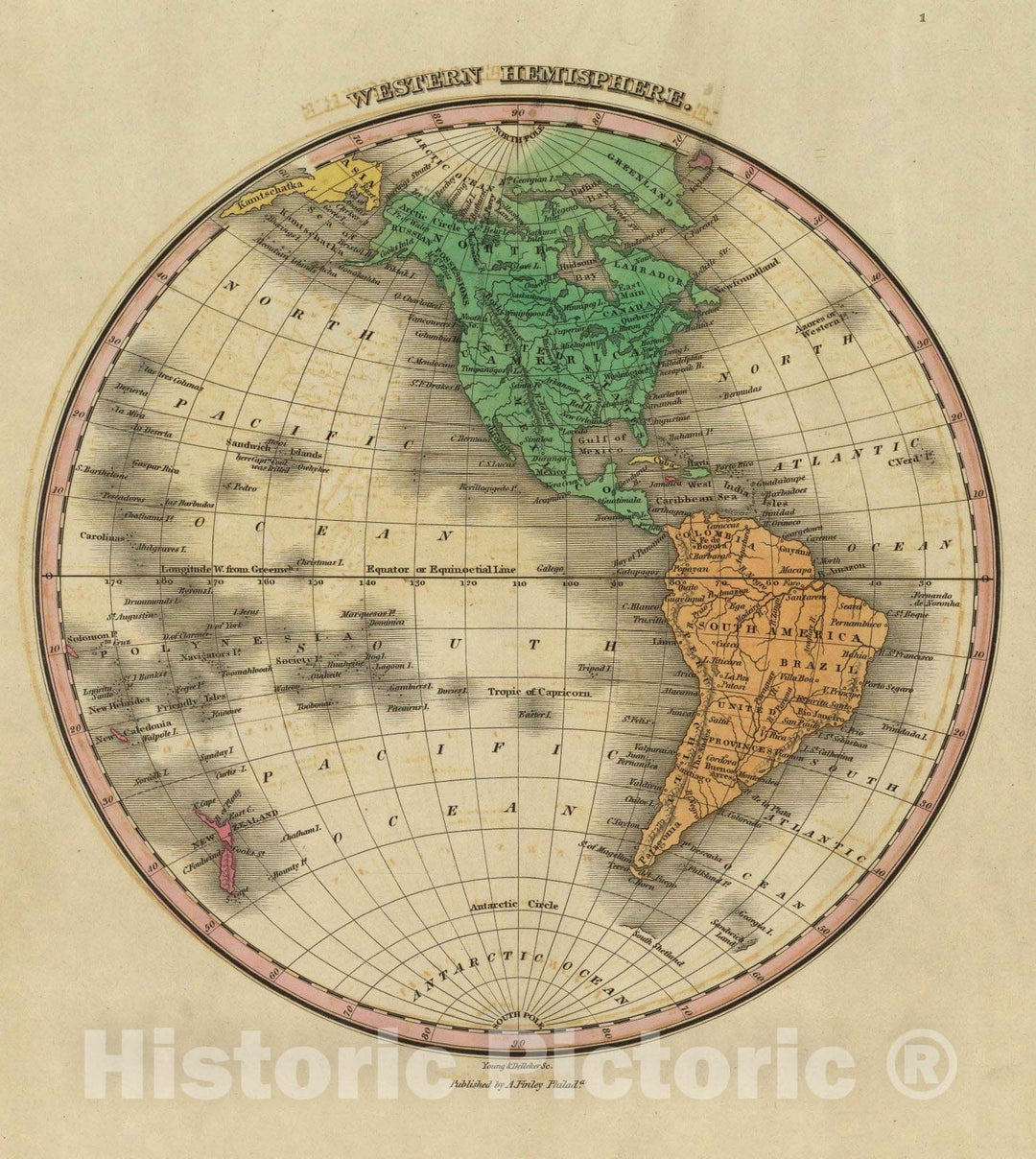 Historic Wall Map : Classical Atlas Map, Western Hemisphere. 1831 - Vintage Wall Art