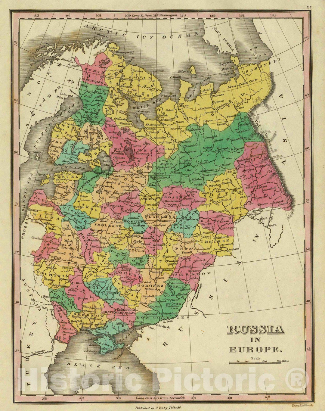 Historic Map : Classical Atlas Map, Russia In Europe. 1831 - Vintage Wall Art