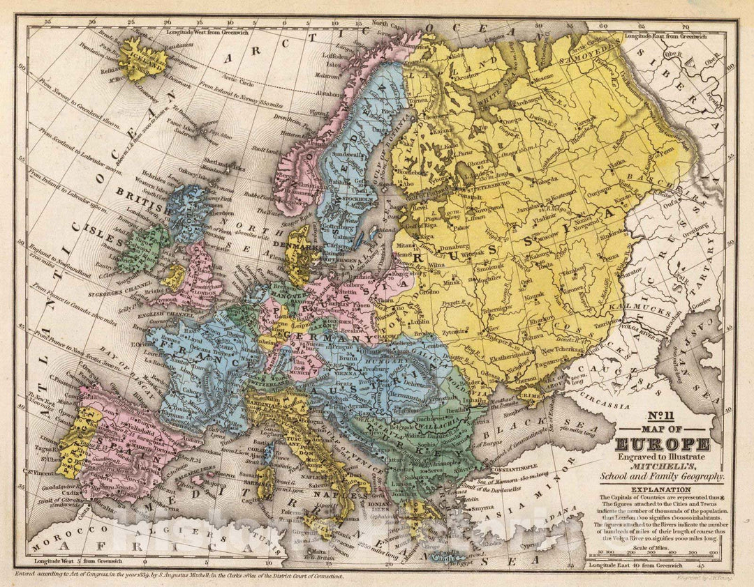 Historic Map : Map of Europe, 1839 v1