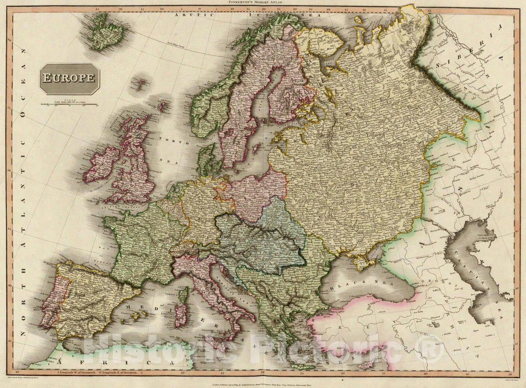 Historic Map : World Atlas Map, Europe. 1814 - Vintage Wall Art