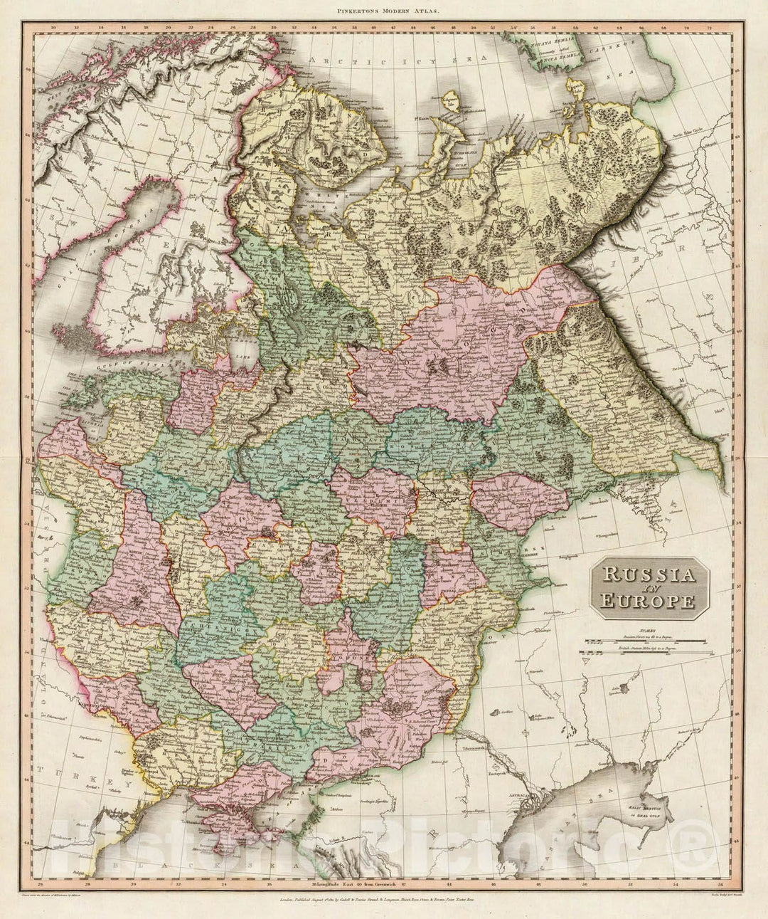 Historic Map : World Atlas Map, Russia In Europe. 1811 - Vintage Wall Art