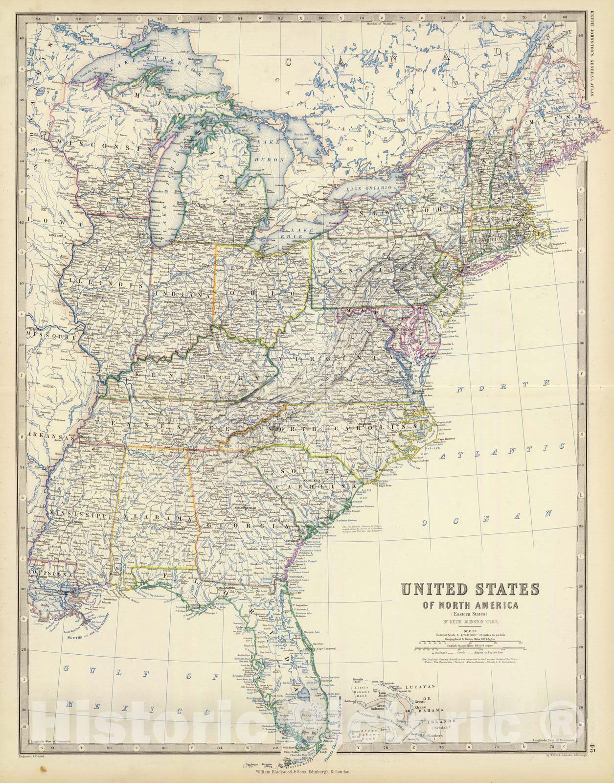 Historic Map : World Atlas Map, United States E. 1861 - Vintage Wall Art