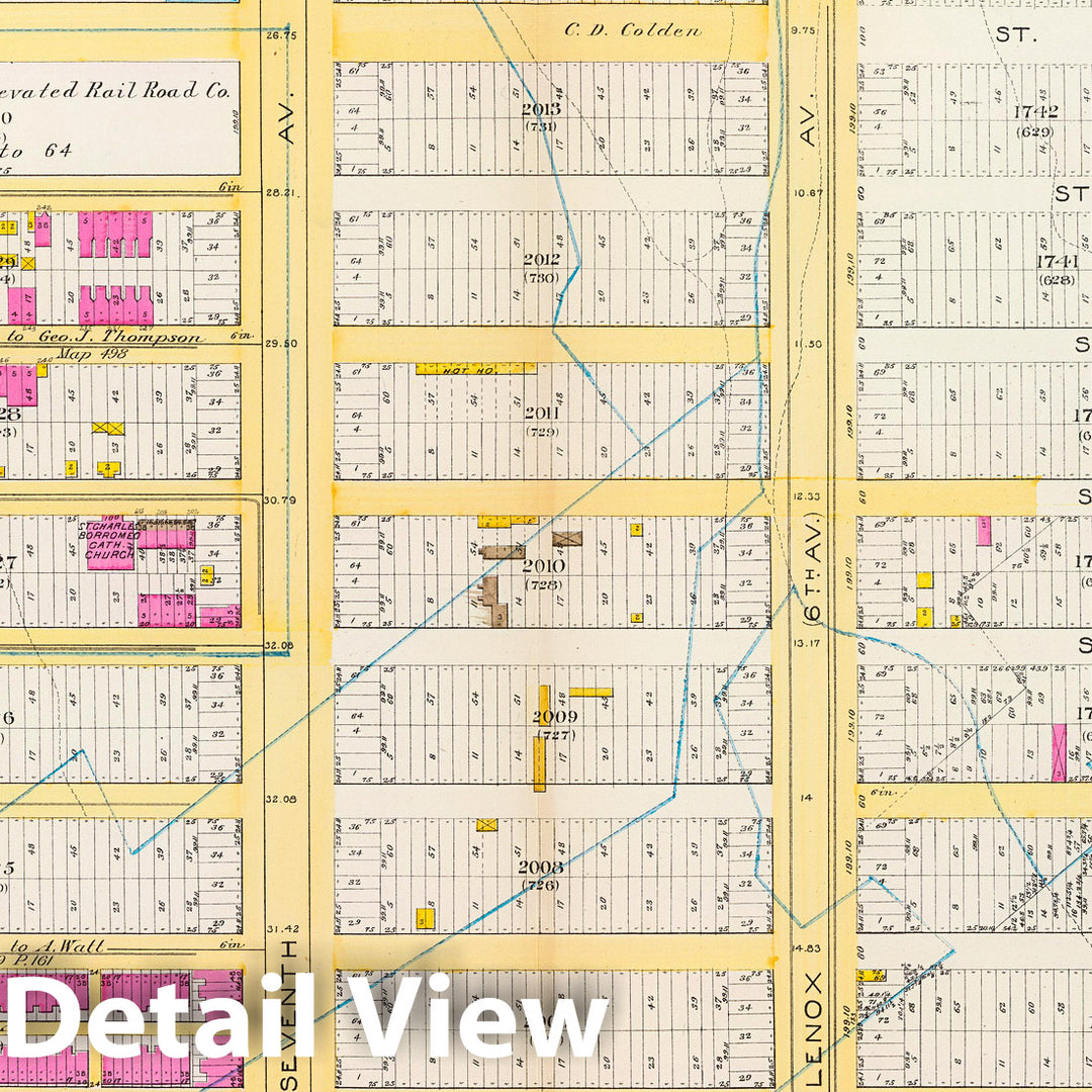 Historic Map : Manhattan Fire Insurance City Atlas Map, Pl. 42: ward 12. 1891 - Vintage Wall Art