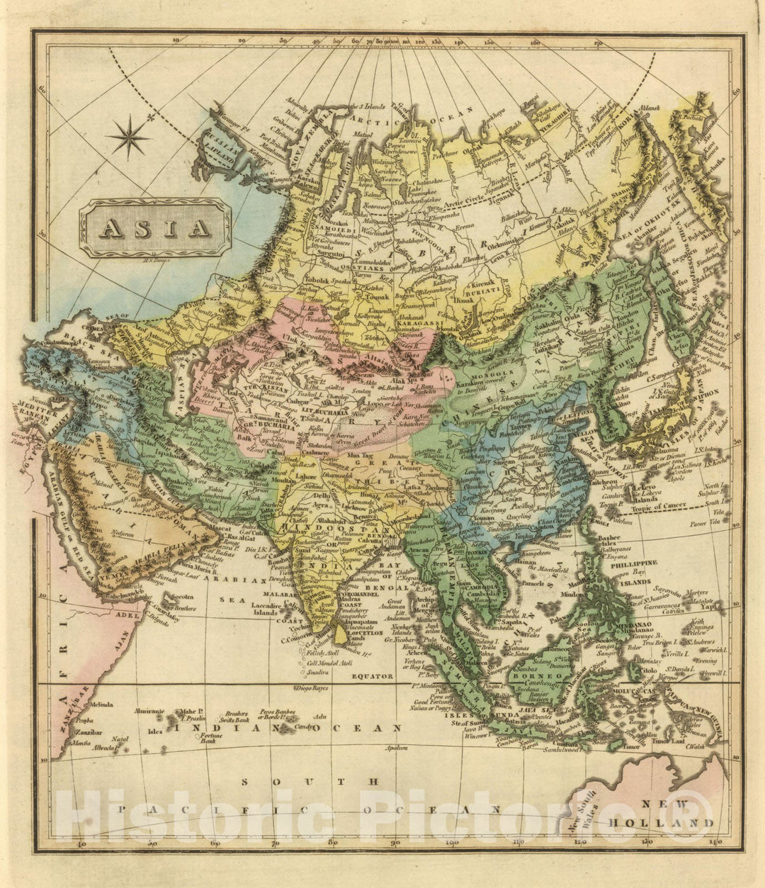 Historic Map : World Atlas Map, Asia. 1822 - Vintage Wall Art